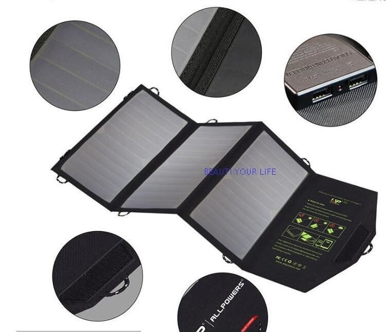 Solar Panels Portable Foldable Waterproof Dual 5V/2.1A USB Solar Panel Charger Sensory Smiles