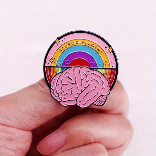Neurodivergent Rainbow Brain Enamel Brooch Sensory Smiles