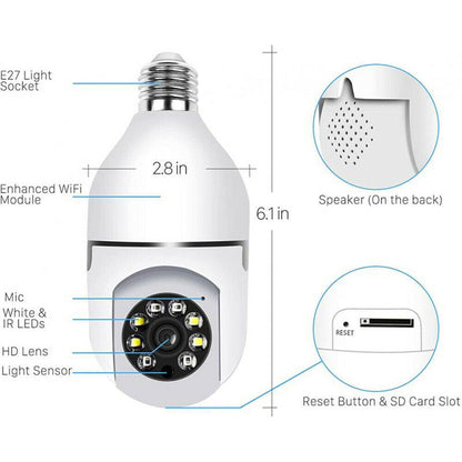 E27 Light Bulb Camera 1080P HD Wireless Wifi Smart Home Security Camera Sensory Smiles