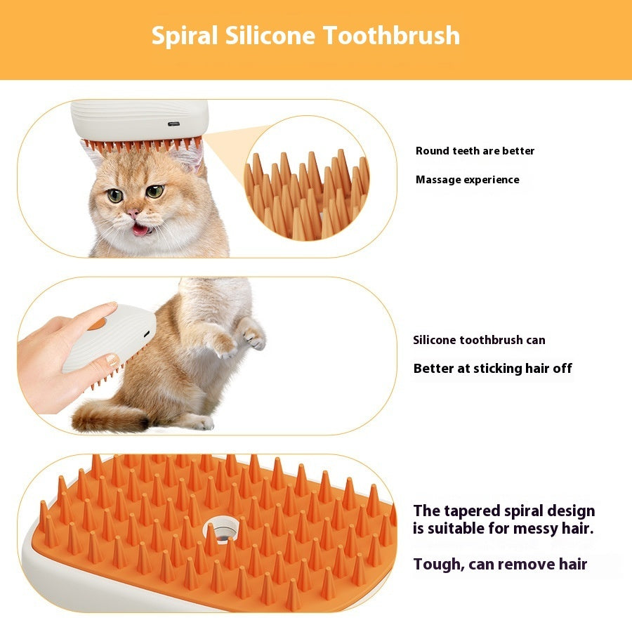 USB Rechargeable Pets Steam Brush Spray Massage Comb Pet Grooming Tools Cat Steam Comb Pet Products - Sensory Smiles