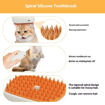 USB Rechargeable Pets Steam Brush Spray Massage Comb Pet Grooming Tools Cat Steam Comb Pet Products - Sensory Smiles