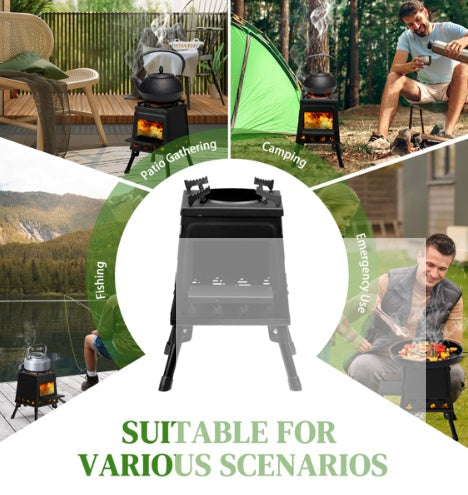 Wrought Iron Panel 27x27x34cm Black Detachable Piece Portable Camping Stove Sensory Smiles