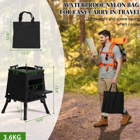 Wrought Iron Panel 27x27x34cm Black Detachable Piece Portable Camping Stove Sensory Smiles