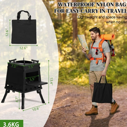 Wrought Iron Panel 27x27x34cm Black Detachable Piece Portable Camping Stove Sensory Smiles