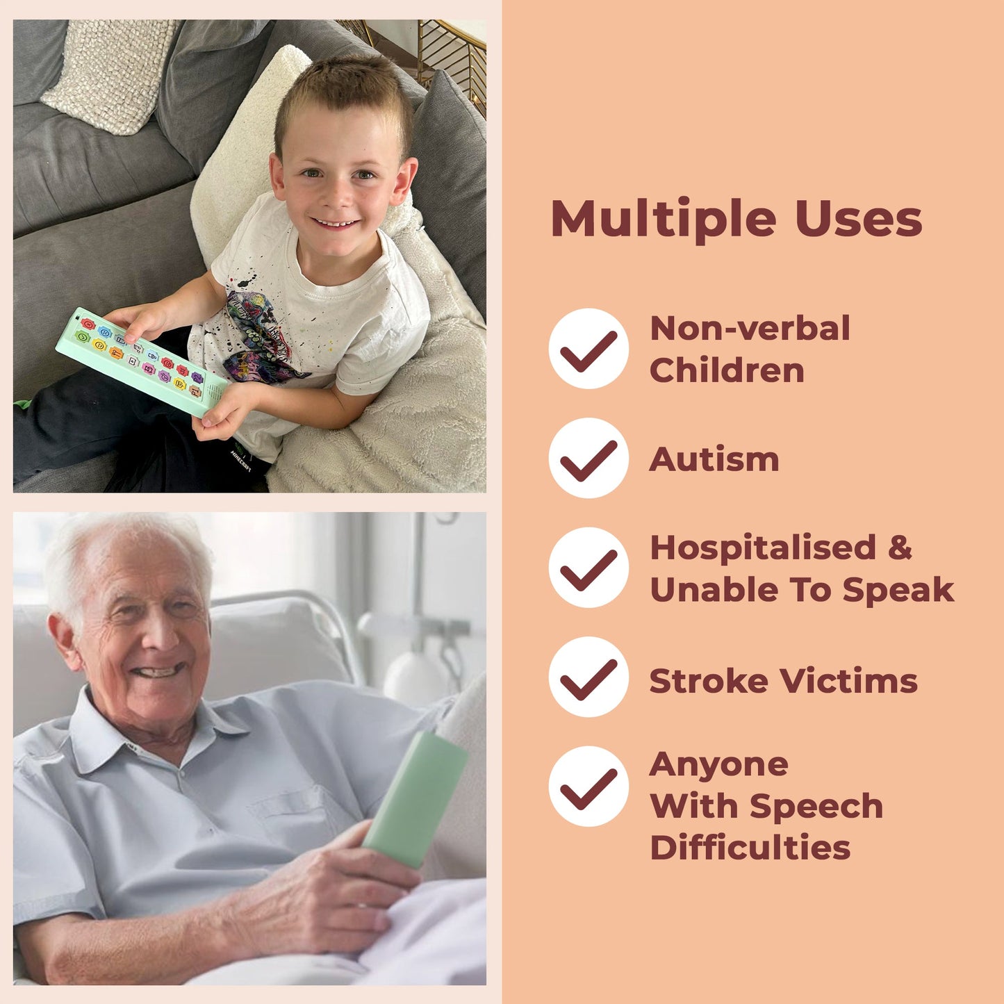 AAC Communication Device For Speech Therapy, Non Verbal Autism & Stroke Rehab