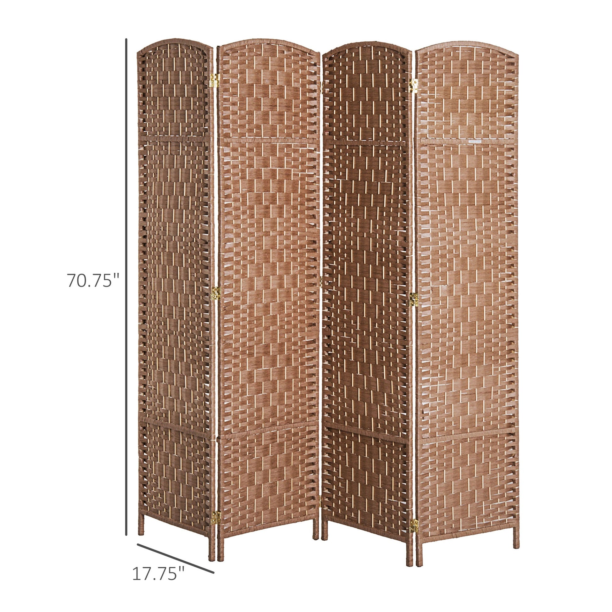 6FT Tall 4-Panel Wicker Weave Room Divider, Folding Privacy Screen, Portable Partition For Bedroom & Home Office, Natural Sensory Smiles