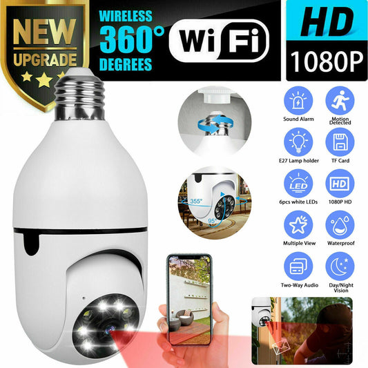 E27 Light Bulb Camera 1080P HD Wireless Wifi Smart Home Security Camera Sensory Smiles