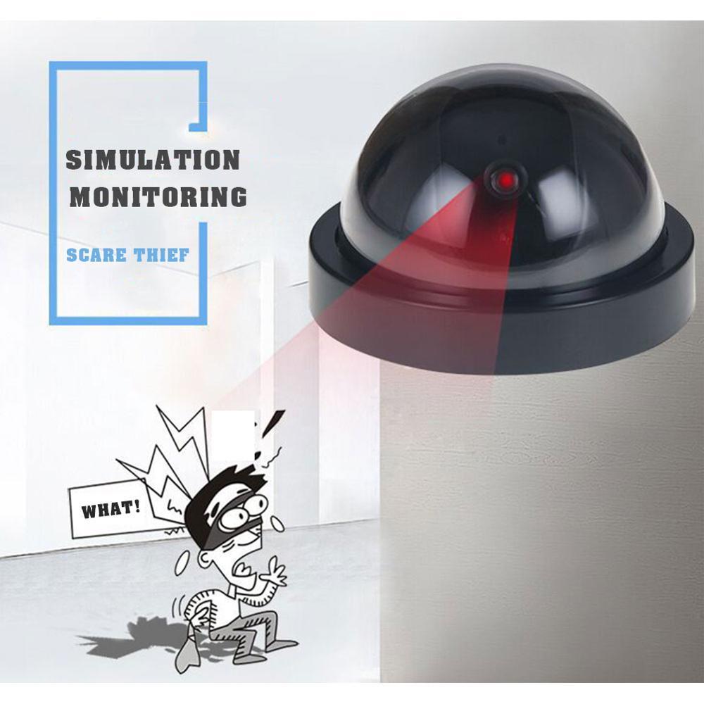 Black Plastic Smart Indoor Outdoor Dummy Home Dome Fake CCTV Security Camera With Flashing Red LED Light Sensory Smiles