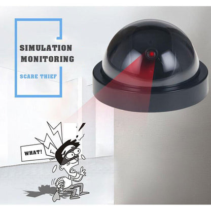 Black Plastic Smart Indoor Outdoor Dummy Home Dome Fake CCTV Security Camera With Flashing Red LED Light Sensory Smiles