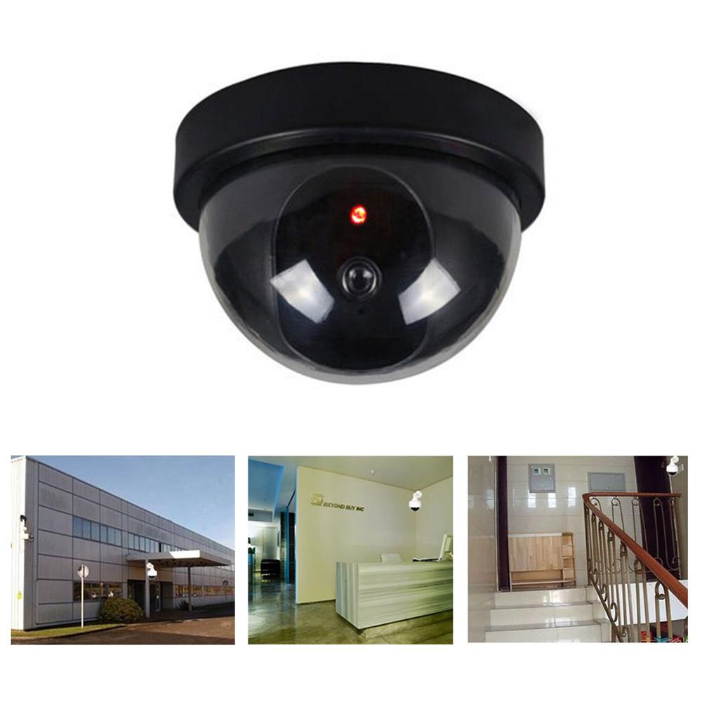 Black Plastic Smart Indoor Outdoor Dummy Home Dome Fake CCTV Security Camera With Flashing Red LED Light Sensory Smiles