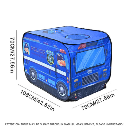 Kids Foldable Police/Fire Truck Play Tent – Pop-Up Indoor/Outdoor Playhouse