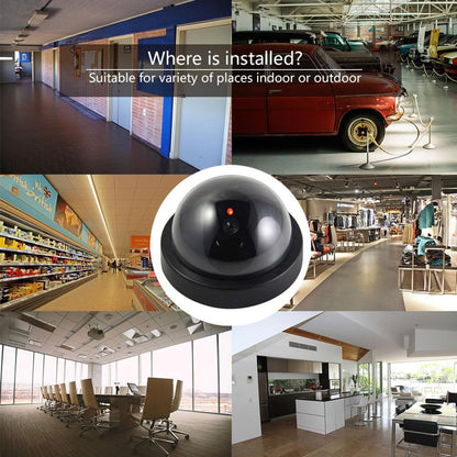 Black Plastic Smart Indoor Outdoor Dummy Home Dome Fake CCTV Security Camera With Flashing Red LED Light Sensory Smiles
