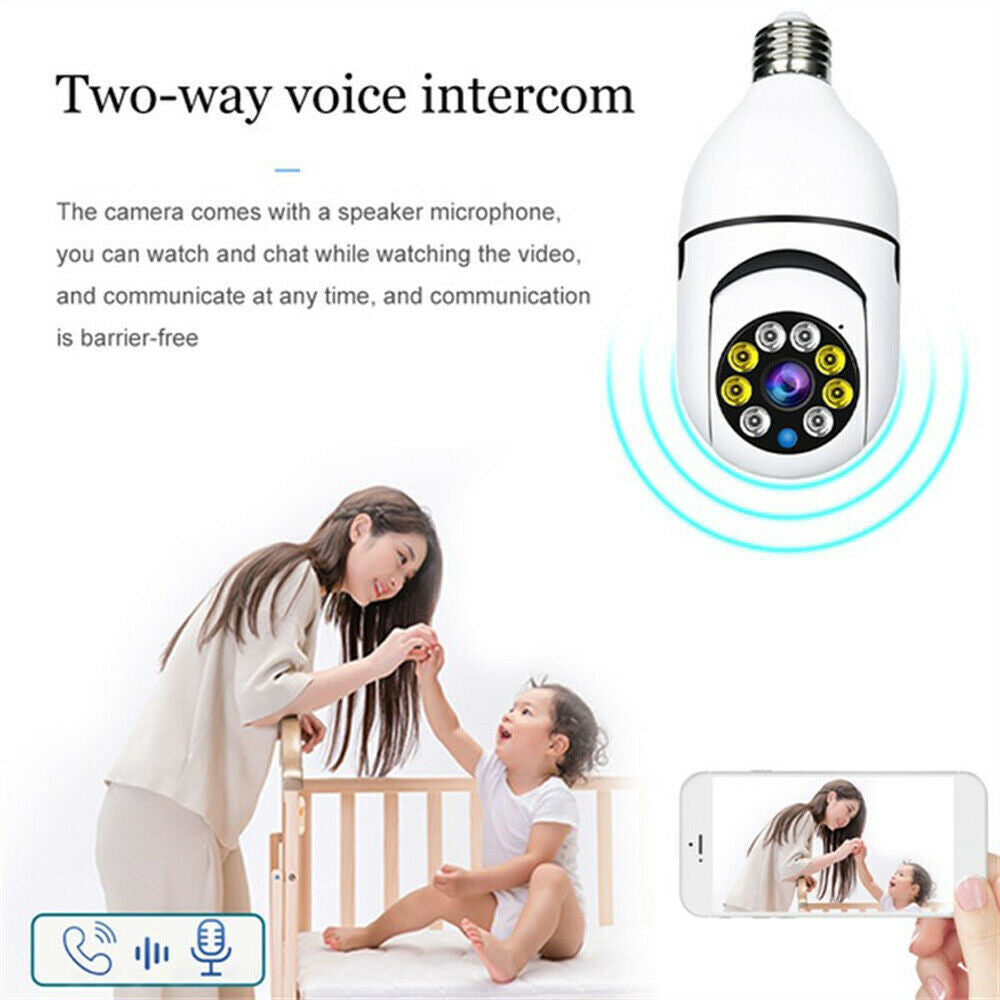 E27 Light Bulb Camera 1080P HD Wireless Wifi Smart Home Security Camera Sensory Smiles