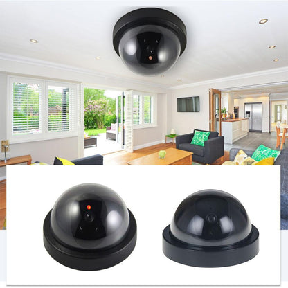 Black Plastic Smart Indoor Outdoor Dummy Home Dome Fake CCTV Security Camera With Flashing Red LED Light Sensory Smiles