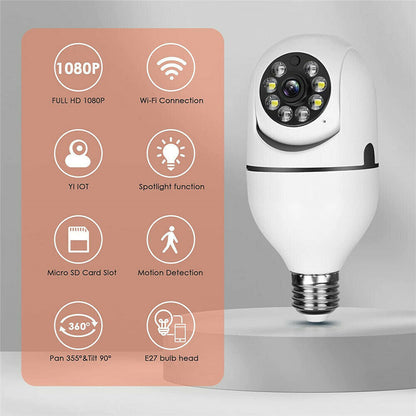 E27 Light Bulb Camera 1080P HD Wireless Wifi Smart Home Security Camera Sensory Smiles
