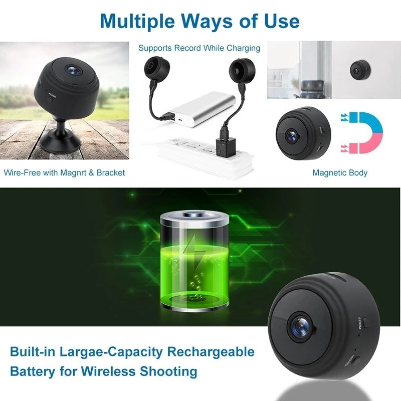 A9 Magnetic Suction Security Camera HD Camera Smart Infrared Night Vision Home Sensory Smiles