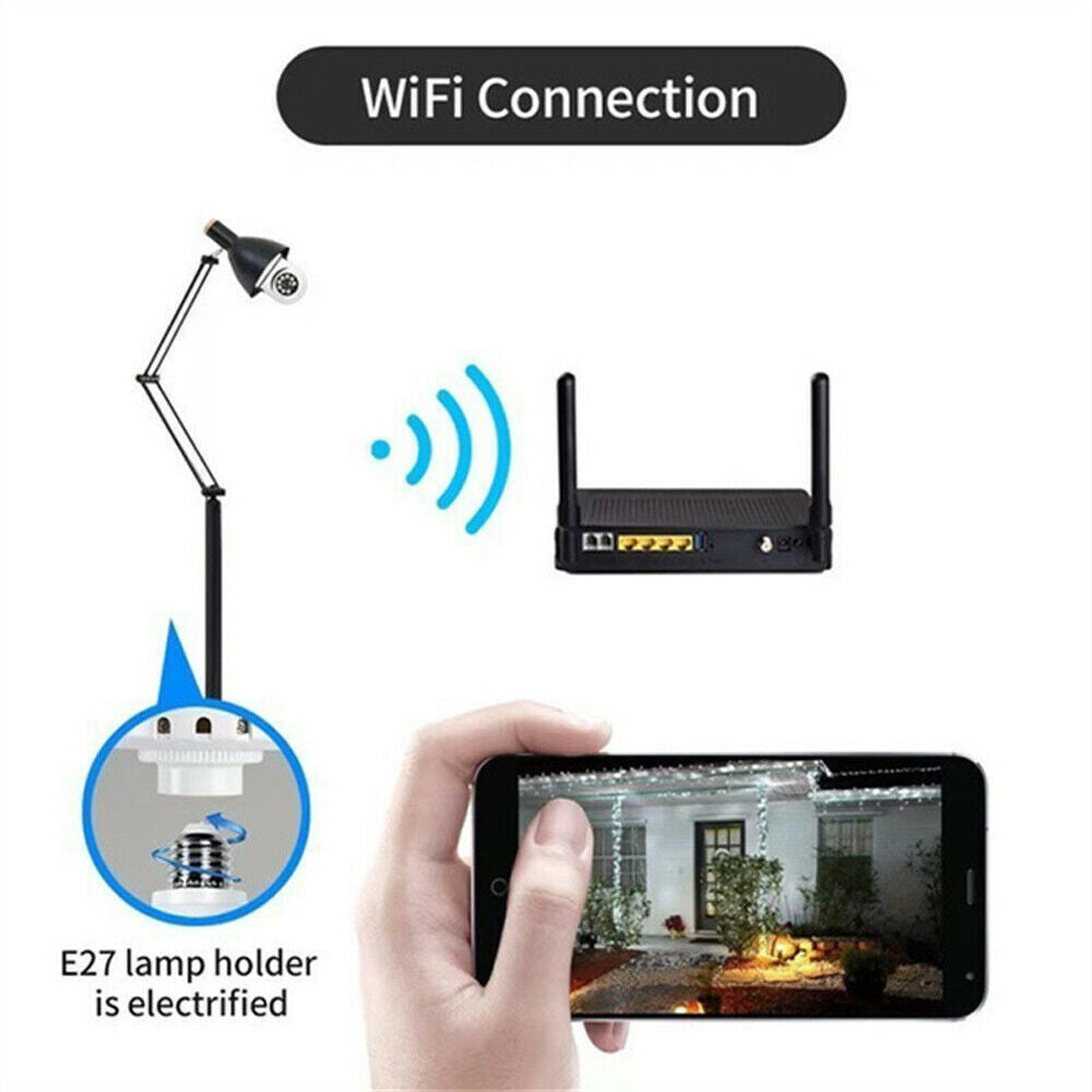 E27 Light Bulb Camera 1080P HD Wireless Wifi Smart Home Security Camera Sensory Smiles