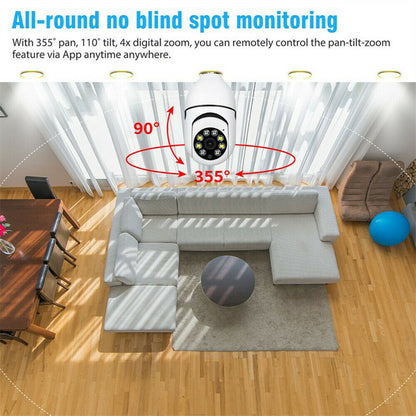 E27 Light Bulb Camera 1080P HD Wireless Wifi Smart Home Security Camera Sensory Smiles