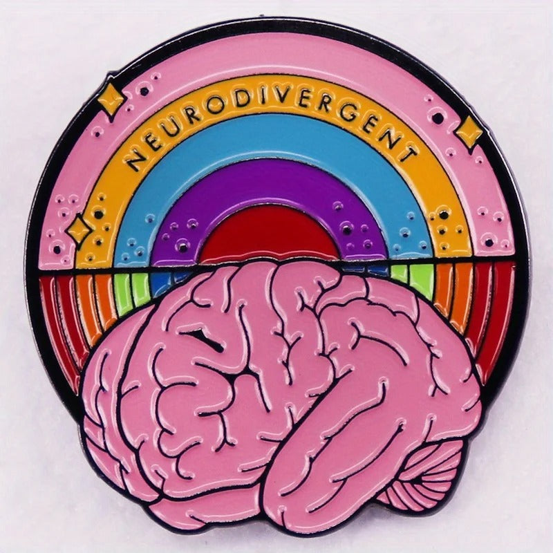 Neurodivergent Rainbow Brain Enamel Brooch Sensory Smiles