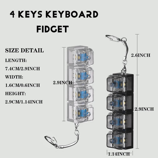 Fidget Keyboard Clicker – Portable Stress Relief Keychain Toy for Kids & Adults