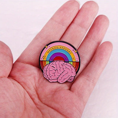 Neurodivergent Rainbow Brain Enamel Brooch Sensory Smiles